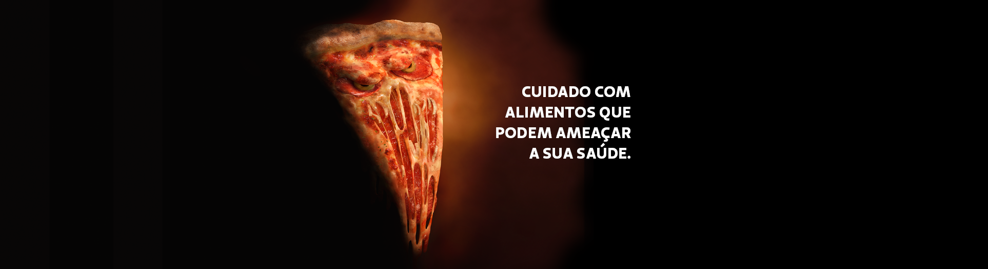 pizza assustadora para auxiliar as pessoas a se prevenirem contra a diabetes