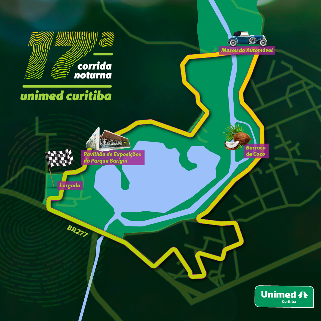 percurso da 17ª corrida noturna unimed curitiba