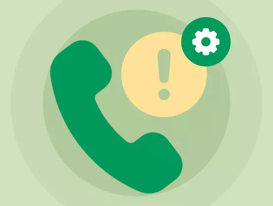 telefone com exclamação e engrenagem